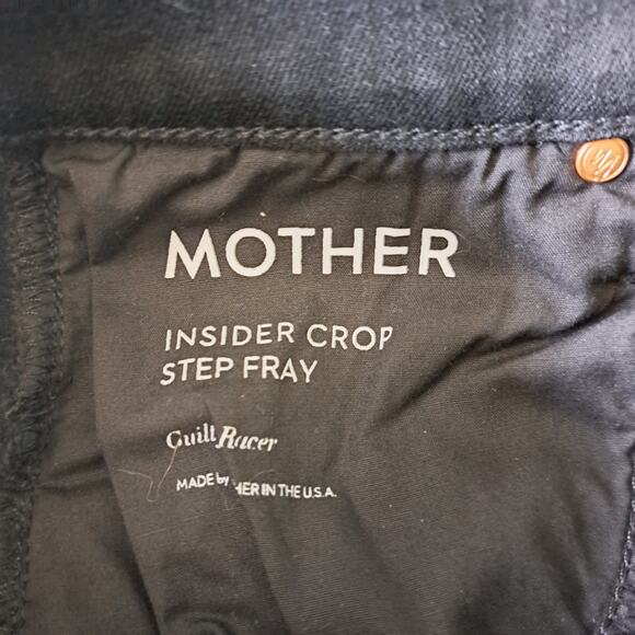 MOTHER Insider Crop Step Fray Guilty Racer Sz 25 Black Cream Stripe Kick Flare - Picture 10 of 14